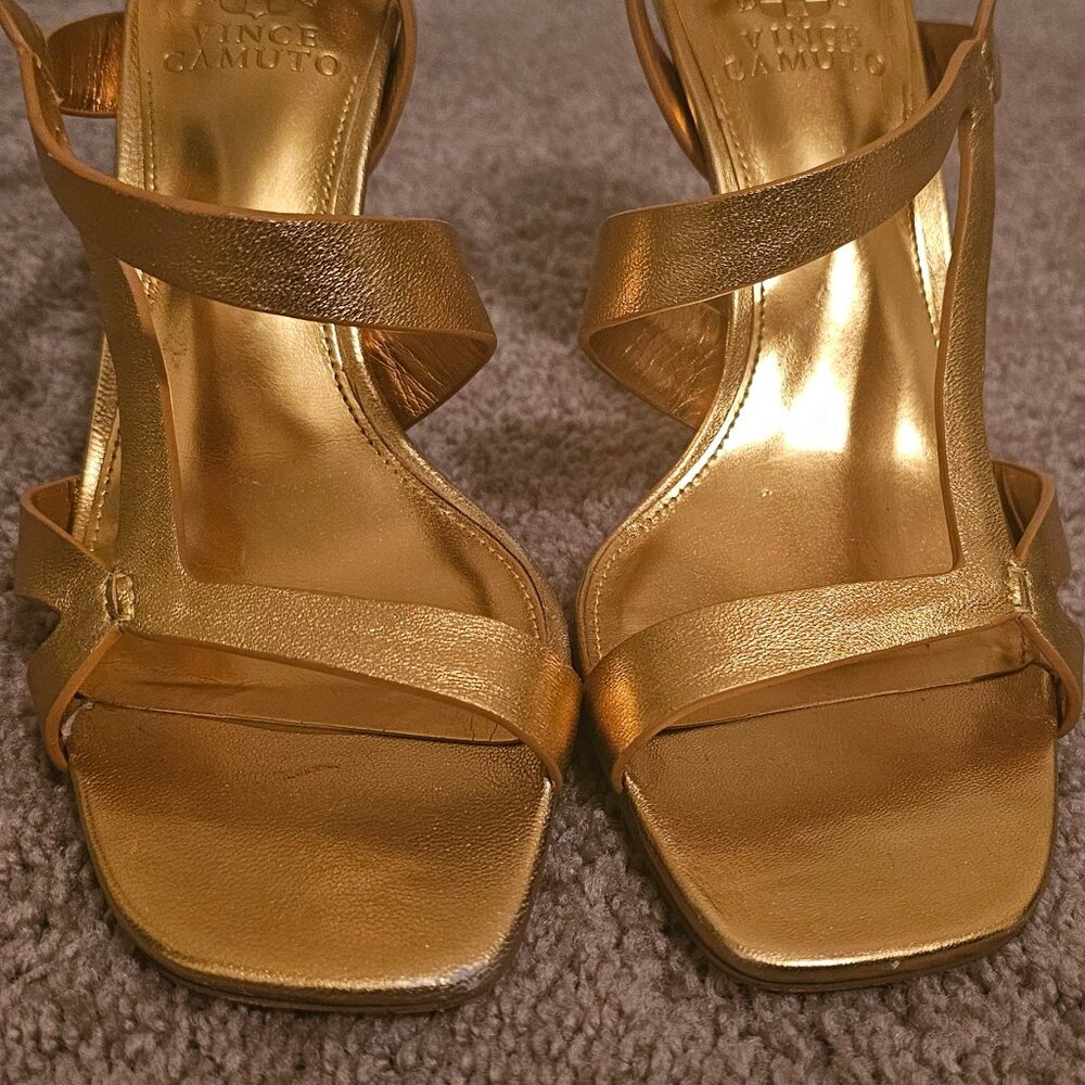 VINCE CAMUTO Size 7.5M Leather Slingback Strappy Heels Shoes Sandals